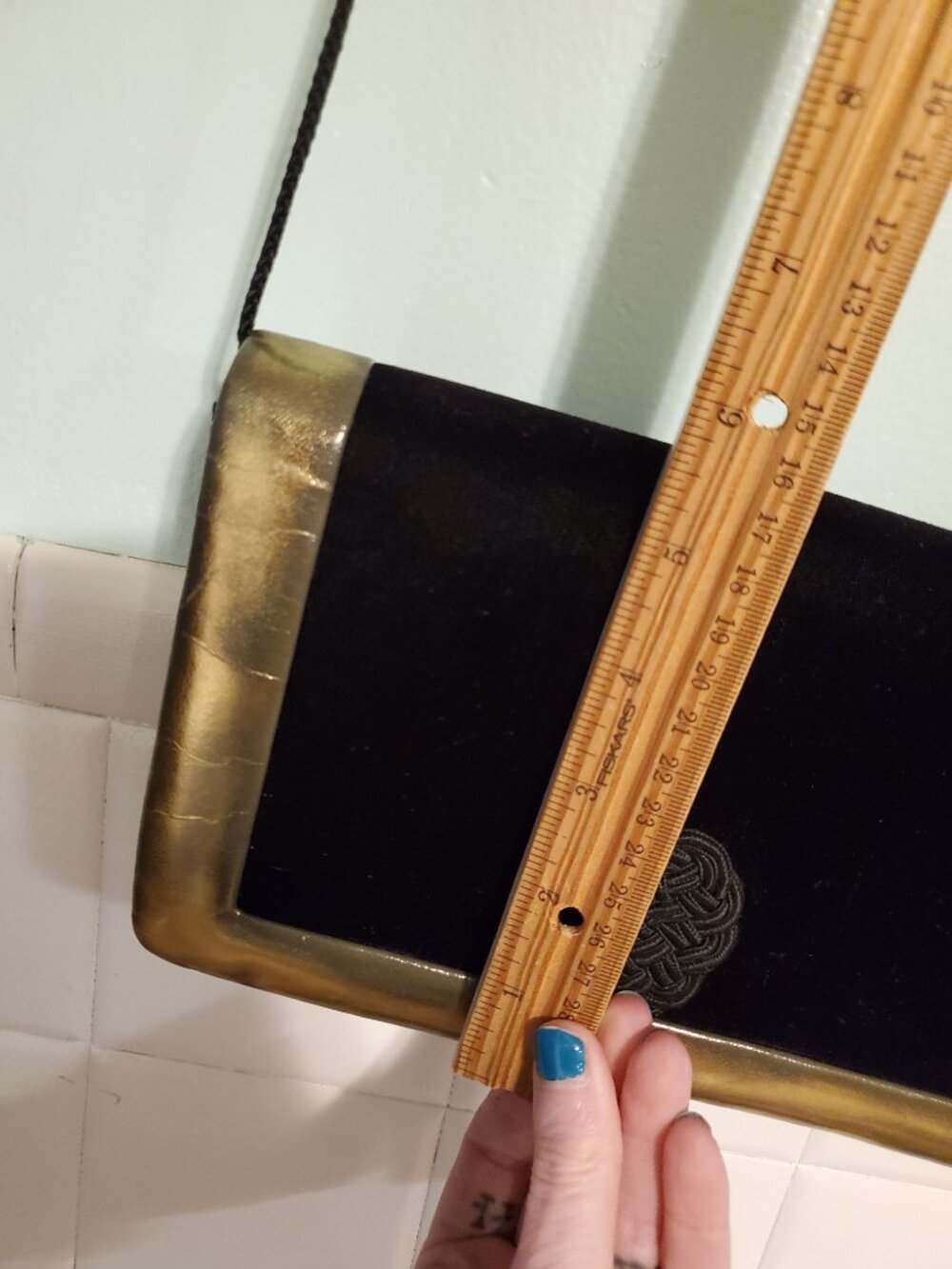 Vintage Black Velvet and Gold Evening Shoulder Tassel Bag - Picture 3 of 11